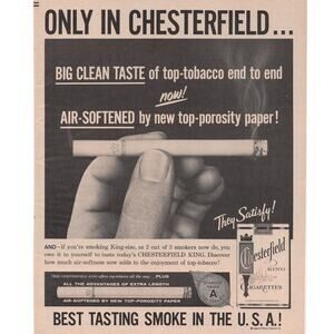 Chesterfield Cigarette / Champion Spark Plug Magazine Advertisement Tobacciana